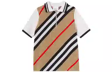 Burberry Striped Merino Wool Half-Zip Polo Shirt