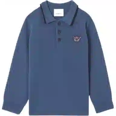 Burberry Bear Embroidered Polo Shirt Kids Blue
