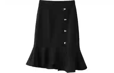 恒源祥 细腻舒适柔和包臀不规则休闲长裙 黑色