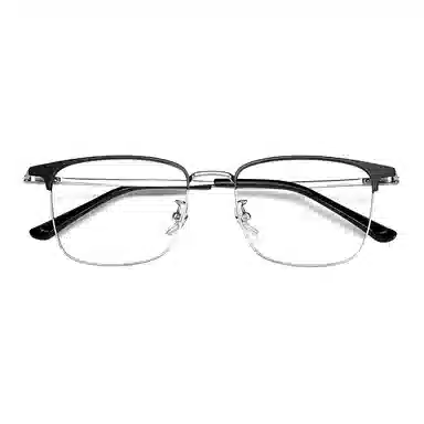 【可配度数】 苍木优品 时尚商务半框防蓝光近视眼镜专业配散光防蓝光超轻纯钛眼睛架 合金β钛 方形 光学镜架 男女同款情侣款