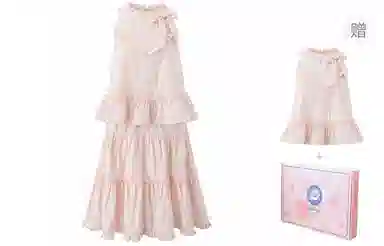 东鲸岁时记 法式气质海边度假风上衣内衬两件套设计无袖连衣裙 女款 礼盒装 莫奈花园粉色