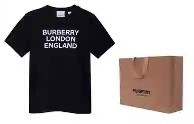Burberry Logo Print Cotton T-Shirt Kids Black