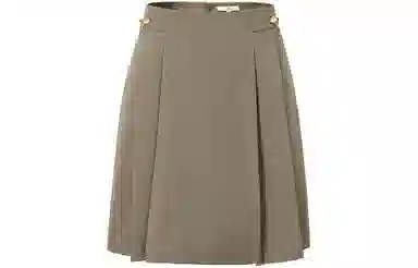 玖姿安娜蔻 通勤压褶短款百褶休闲短裙 女款 咖啡