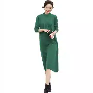 恒源祥 纯色休闲简约长袖连衣裙 女款