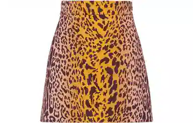 MIU MIU Leopard Print Skirt Brown