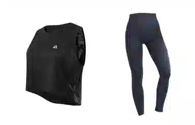 匹克 满印圆领套头无袖背心中腰直筒健身套装 女款