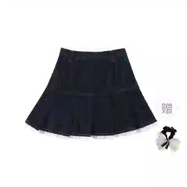 涂诗菲 美式辣妹设计感蕾丝花边拼接百褶裙高腰显瘦牛仔短裙 女款