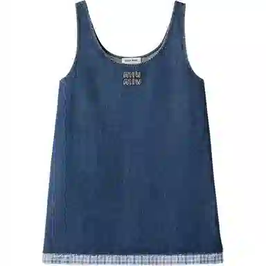 Miu Miu Logo Sleeveless Dress Blue