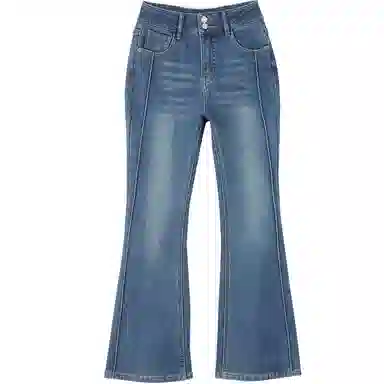 丝柏舍 高腰水洗复古简约牛仔裤 女款 深蓝色