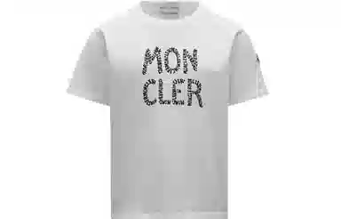 Moncler Kids FW22 Logo Print T-Shirt Cream White