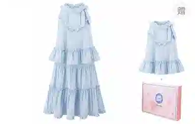 东鲸岁时记 法式气质海边度假风无袖连衣裙 女款 蓝色赠上衣