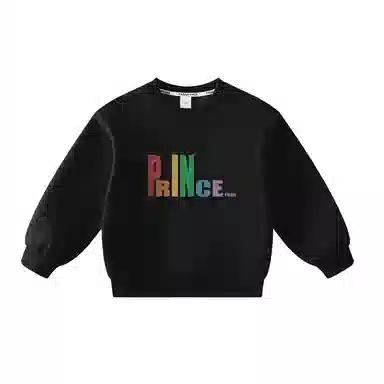 青蛙王子 时尚圆领套头百搭卫衣 黑色 儿童款