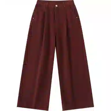 玫丝朵 简约高腰宽松卷边直筒牛仔裤 女款