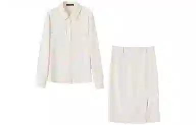 【dme】长袖衬衫开衩半身裙装套装 女款 米白