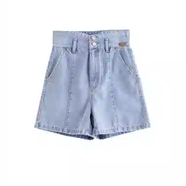 茵曼 直筒阔腿宽松高腰牛仔短裤 女款