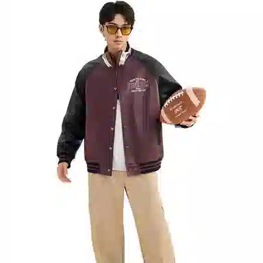 三福  宽松长袖翻领时尚舒适百搭棒球服 男款