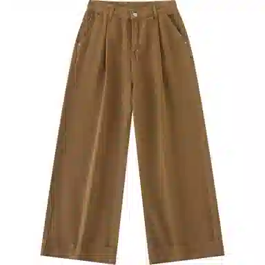 玫丝朵 简约高腰宽松卷边直筒牛仔裤 女款