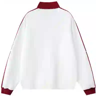 ER Retro Badge Stripe Colorblock Zip-Up Sweatshirt