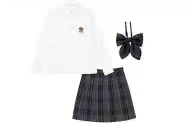 东鲸岁时记 纯色长袖衬衫百褶短款半身格裙制服套装 女款