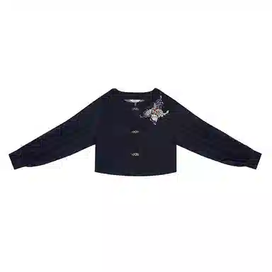 织造司 苍岚 牛仔汉元素圆领衫夹克外套改良毛边破裙原创唐制汉服 女款 深蓝色