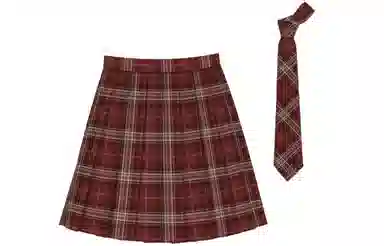 豹了个猫 格子高腰宽松短款百褶半身裙裙装制服 女款