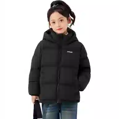 左西 连帽简约字母长袖羽绒服 儿童款