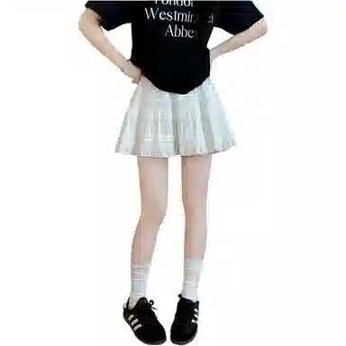 黛尔佳人 夏季芭蕾风显瘦蛋糕裙女高腰半身裙休闲短裙 女款 白色