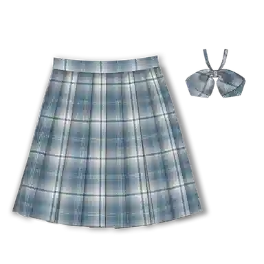 豹了个猫 格子短款高腰宽松百褶裙制服裙装