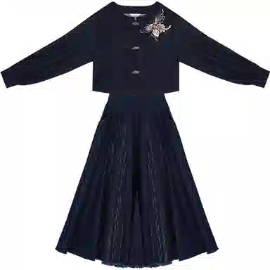 织造司 苍岚 牛仔汉元素圆领衫夹克外套改良毛边破裙原创唐制汉服 女款 深蓝色