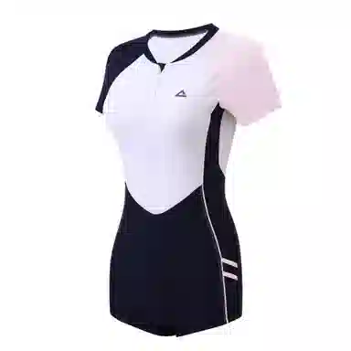 匹克 撞色训练短袖连体泳装