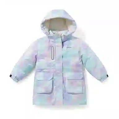 青蛙王子 晕染中长款连帽加厚防风羽绒服 中小童