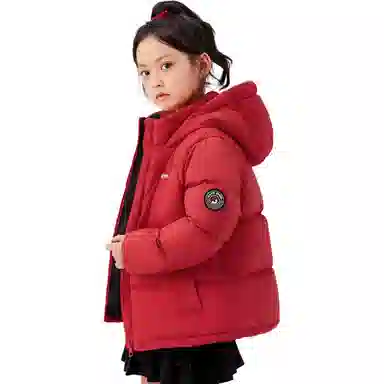 左西 连帽简约字母长袖羽绒服 儿童款