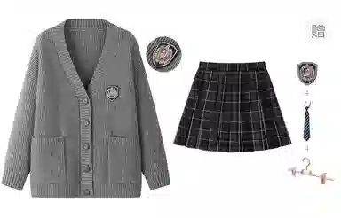 东鲸岁时记 慵懒风宽松针织开衫休闲格裙裙装套装 女款