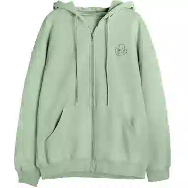 兔半眠 纯色拉链连帽卫衣制服上装 女款