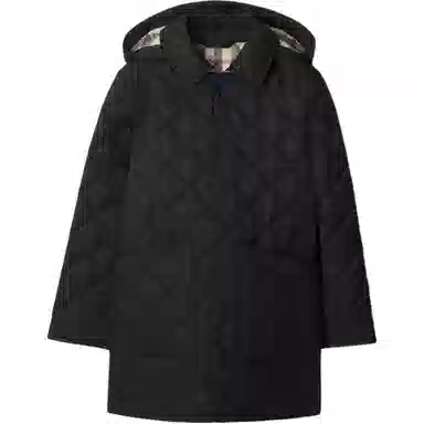 Burberry FW24 Quilted Hoodie Cotton Jacket Black Kids