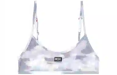 DIESEL Printed Recycled Nylon Bikini Top SS24 Logo