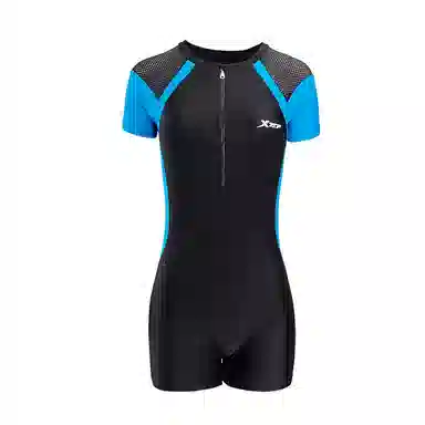 特步 拼接撞色遮肚显瘦连体泳装 女款