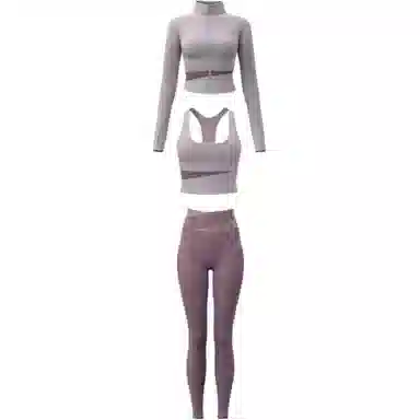 欧迪芬  欧若风蜜桃拼色三件套裸感无缝外套免穿胸垫文胸背心瑜伽裤速干跑步健身服套装出游运动普拉提臀高腰高弹力显瘦  瑜伽套装  女款