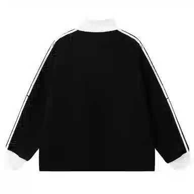 ER Retro Badge Stripe Colorblock Zip-Up Sweatshirt