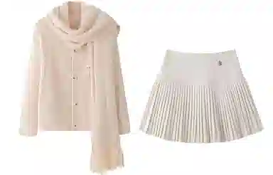 东鲸岁时记 学院风宽松韩系穿搭开衫单排扣裙装套装 女款