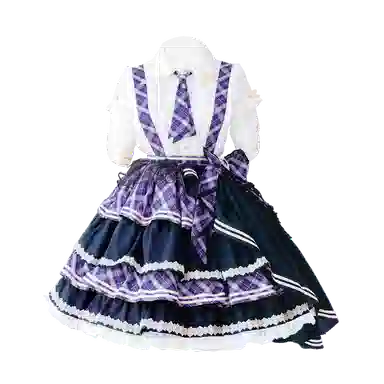 豹了个猫 赤月打歌服洛丽塔法式洋装连衣裙萝莉装 蓝色