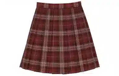 豹了个猫 格子高腰宽松短款百褶半身裙裙装制服 女款