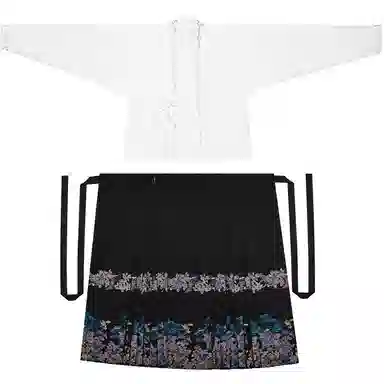 织造司 曲径幽兰 原创立领琵琶袖短袄通勤马面裙秋冬日常明制汉服 女款 黑色