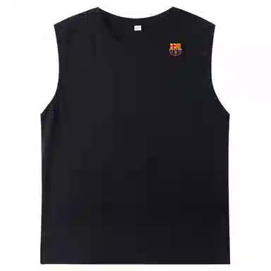 巴塞罗那足球俱乐部 重磅纯棉男士高端精梳棉篮球服加大码无袖背心 男女同款