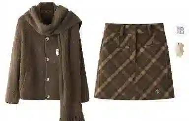 东鲸岁时记 学院风宽松韩系穿搭针织衫格纹气质半身裙裙装套装 女款