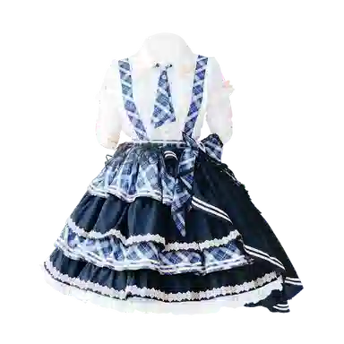 豹了个猫 赤月打歌服洛丽塔法式洋装连衣裙萝莉装 蓝色