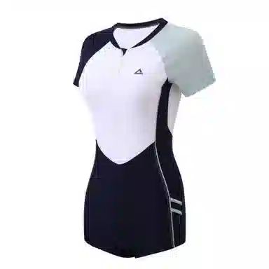 匹克 撞色训练短袖连体泳装