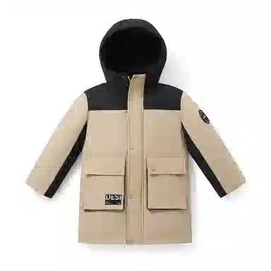 青蛙王子 时尚洋气连帽落肩拼色长袖羽绒服 青少年