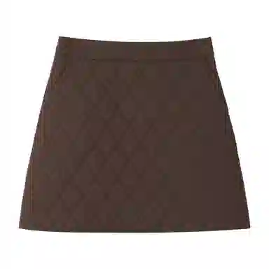 法儿家 小个子高腰菱格宽松休闲短裙 女款