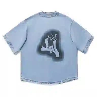 中国李宁 字母单排扣柔软舒适透气百搭短袖牛仔外套 男款 浅蓝色